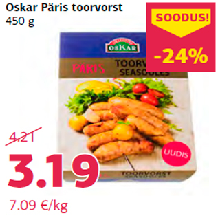 Allahindlus - Oskar Päris toorvorst 450 g