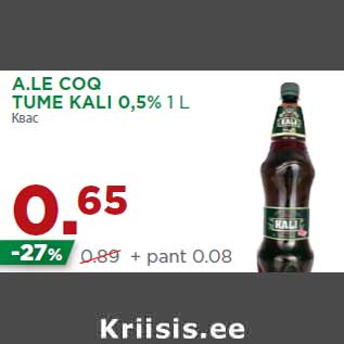 Allahindlus - A.LE COQ TUME KALI 0,5% 1 L