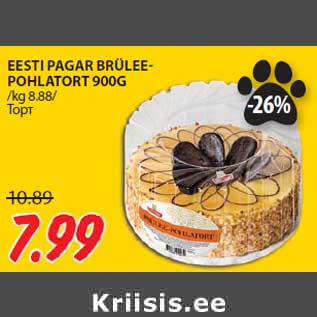 Allahindlus - EESTI PAGAR BRÜLEEPOHLATORT 900G