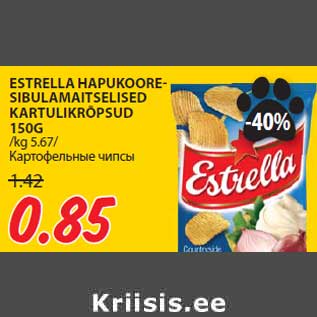 Allahindlus - ESTRELLA HAPUKOORESIBULAMAITSELISED KARTULIKRÕPSUD 150G