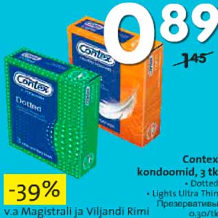 Allahindlus - Contex kondoomid, 3 tk .Dotted .Light Ultra Thin