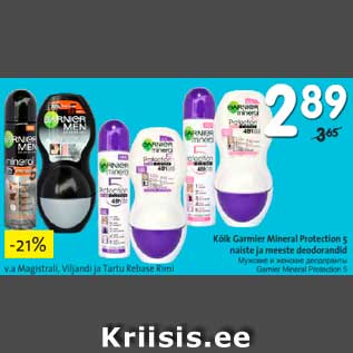 Allahindlus - Kõik Garnier Mineral Protection 5 naiste ja meeste deodorandid