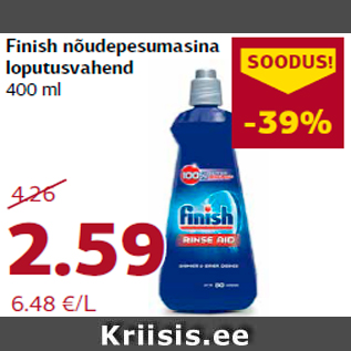 Allahindlus - Finish nõudepesumasina loputusvahend 400 ml