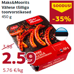 Allahindlus - Maks&Moorits Vähese tšilliga toorvorstikesed 450 g