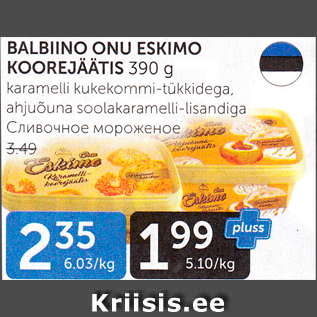 Allahindlus - BALBINO PNU ESKIMO KOOREJÄÄTIS 390 G