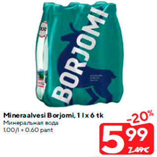 Allahindlus - Mineraalvesi Borjomi, 1 l x 6 tk