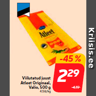 Allahindlus - Viilutatud juust Atleet Originaal, Valio, 500 g