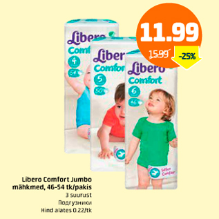 Allahindlus - Libero Comfort Jumbo mähkmed, 46-54 tk/pakis