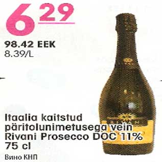 Allahindlus - Itaalia vein Rivani Prosecco DOC