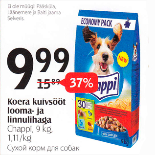 Allahindlus - Koera kuivsööt looma- ja linnulihaga