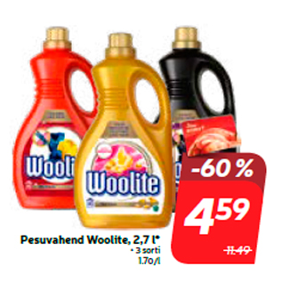 Allahindlus - Pesuvahend Woolite, 2,7 l*