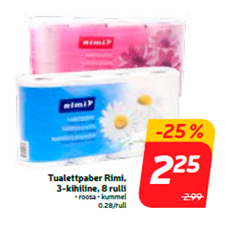 Allahindlus - Tualettpaber Rimi, 3-kihiline, 8 rulli