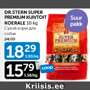 Allahindlus - DR.STERN SUPER PREMIUM KUIVTOIT KOERALE 10 kg