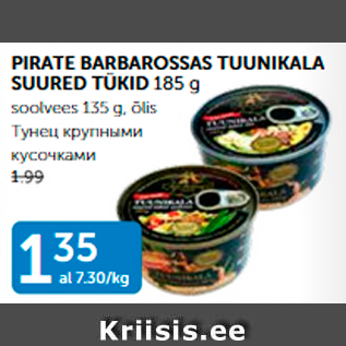 Allahindlus - PIRATE BARBAROSSAS TUUNIKALA SUURED TÜKID 185 g