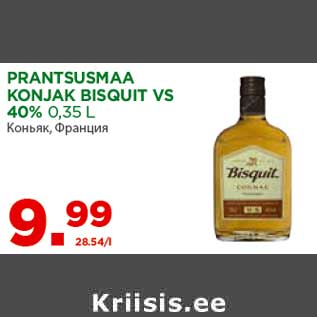 Allahindlus - PRANTSUSMAA KONJAK BISQUIT VS 40% 0,35 L