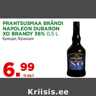 Allahindlus - PRANTSUSMAA BRÄNDI NAPOLEON DUBARON XO BRANDY 36% 0,5 L