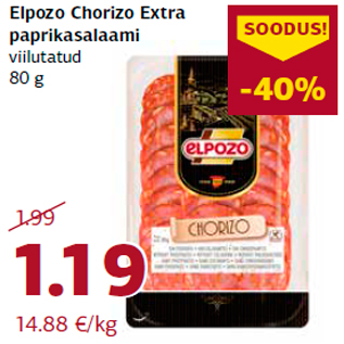 Allahindlus - Elpozo Chorizo Extra paprikasalaami