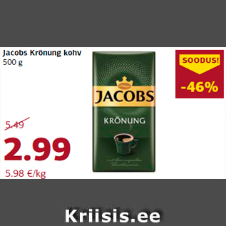 Allahindlus - Jacobs Krönung kohv 500 g