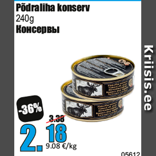 Allahindlus - Põdraliha konserv 240g