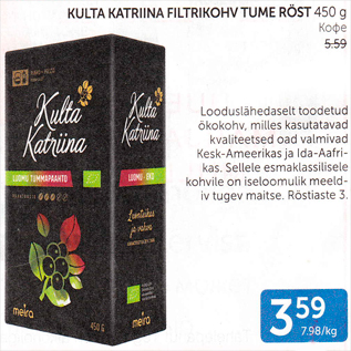 Allahindlus - KARTA KATRIINA FILTRIKOHV TUME RÖST 450 G