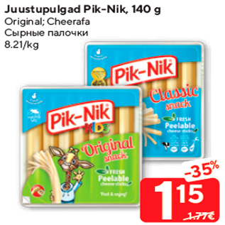 Allahindlus - Juustupulgad Pik-Nik, 140 g