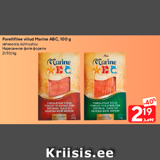 Allahindlus - Forellifilee viilud Marine ABC, 100 g