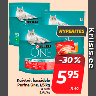 Allahindlus - Kuivtoit kassidele Purina One, 1,5 kg