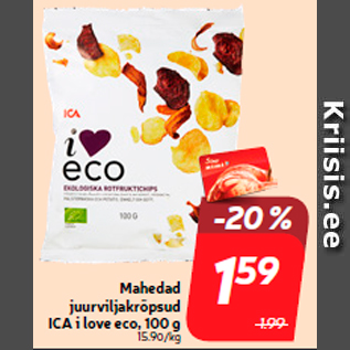 Allahindlus - Mahedad juurviljakrõpsud ICA i love eco, 100 g