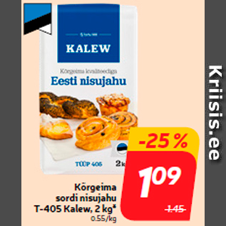 Allahindlus - Kõrgeima sordi nisujahu T-405 Kalew, 2 kg*