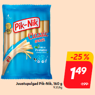 Allahindlus - Juustupulgad Pik-Nik, 160 g