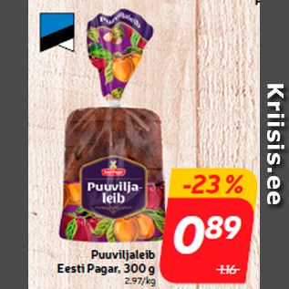 Allahindlus - Puuviljaleib Eesti Pagar, 300 g