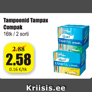 Allahindlus - Tampoonid Tampax Compak