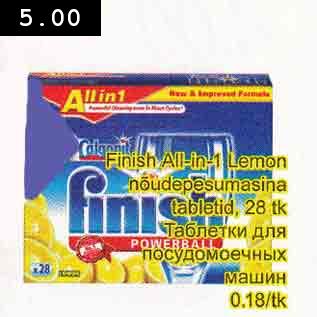 Allahindlus - Finish All-in-1 Lemon nõudepesumasina tabletid, 28 tk