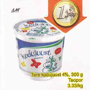 Allahindlus - Tere kodujuust 4%, 300 g