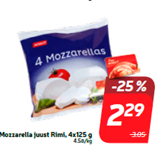 Allahindlus - Mozzarella juust Rimi, 4x125 g