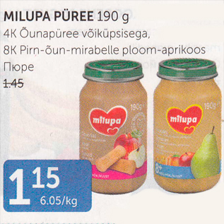 Allahindlus - MILUPA PÜREE 190 G