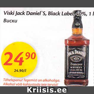 Allahindlus - Viski Jack Daniel`s, Black Label