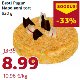 Allahindlus - Eesti Pagar Napoleoni tort 820 g