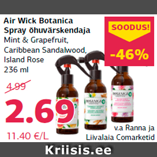 Allahindlus - Air Wick Botanica Spray õhuvärskendaja