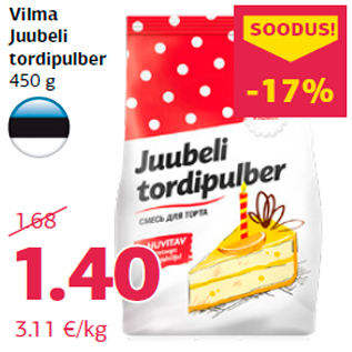 Allahindlus - Vilma Juubeli tordipulber 450 g