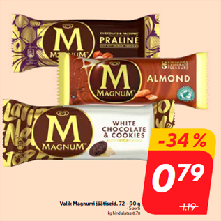 Allahindlus - Valik Magnumi jäätiseid, 72 - 90 g