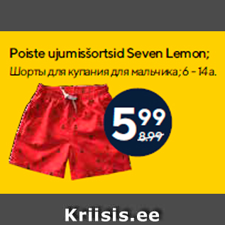 Allahindlus - Poiste ujumisšortsid Seven Lemon