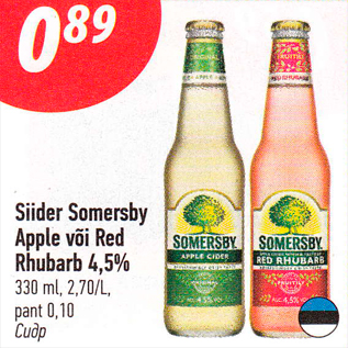 Allahindlus - Siider Somersby Apple või Red Rhubarb 4,5%