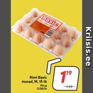 Allahindlus - Rimi Basic munad, M, 15 tk
