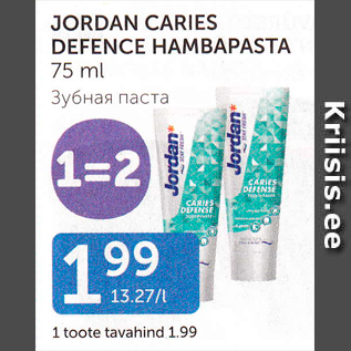 Allahindlus - JORDAN CARIES DEFENCE HAMBAPASTA 75 ml