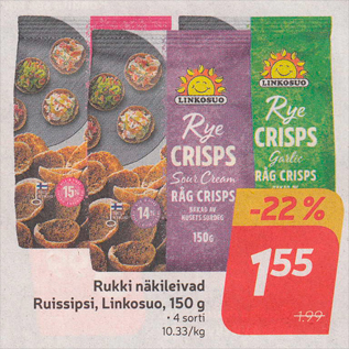 Allahindlus - Rukki näkileivad Ruissipsi, Linkosuo, 150 g