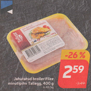 Allahindlus - Jahutatud broilerifilee minutipihv Tallegg, 400 g