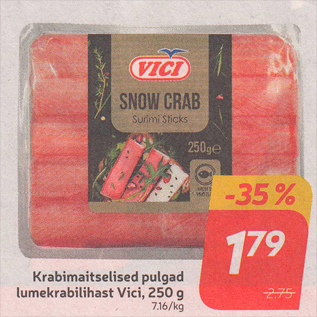 Скидка - Палочки из мяса снежного краба Vici со вкусом краба, 250 г