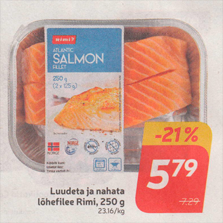 Allahindlus - Luudeta ja nahata lõhefilee Rimi, 250 g