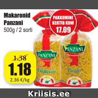 Скидка - Макароны Panzani